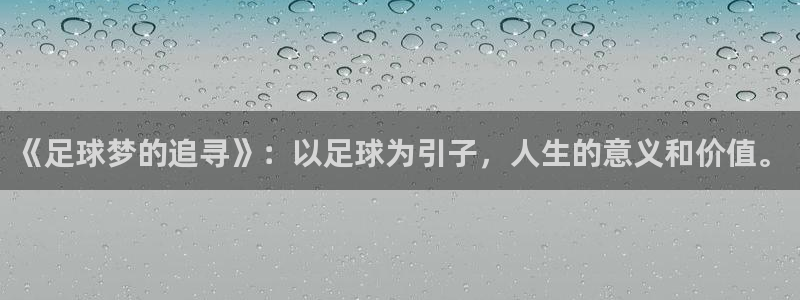好博体育官网首页：《足球梦的追寻》：以足球为引子，人生的意义